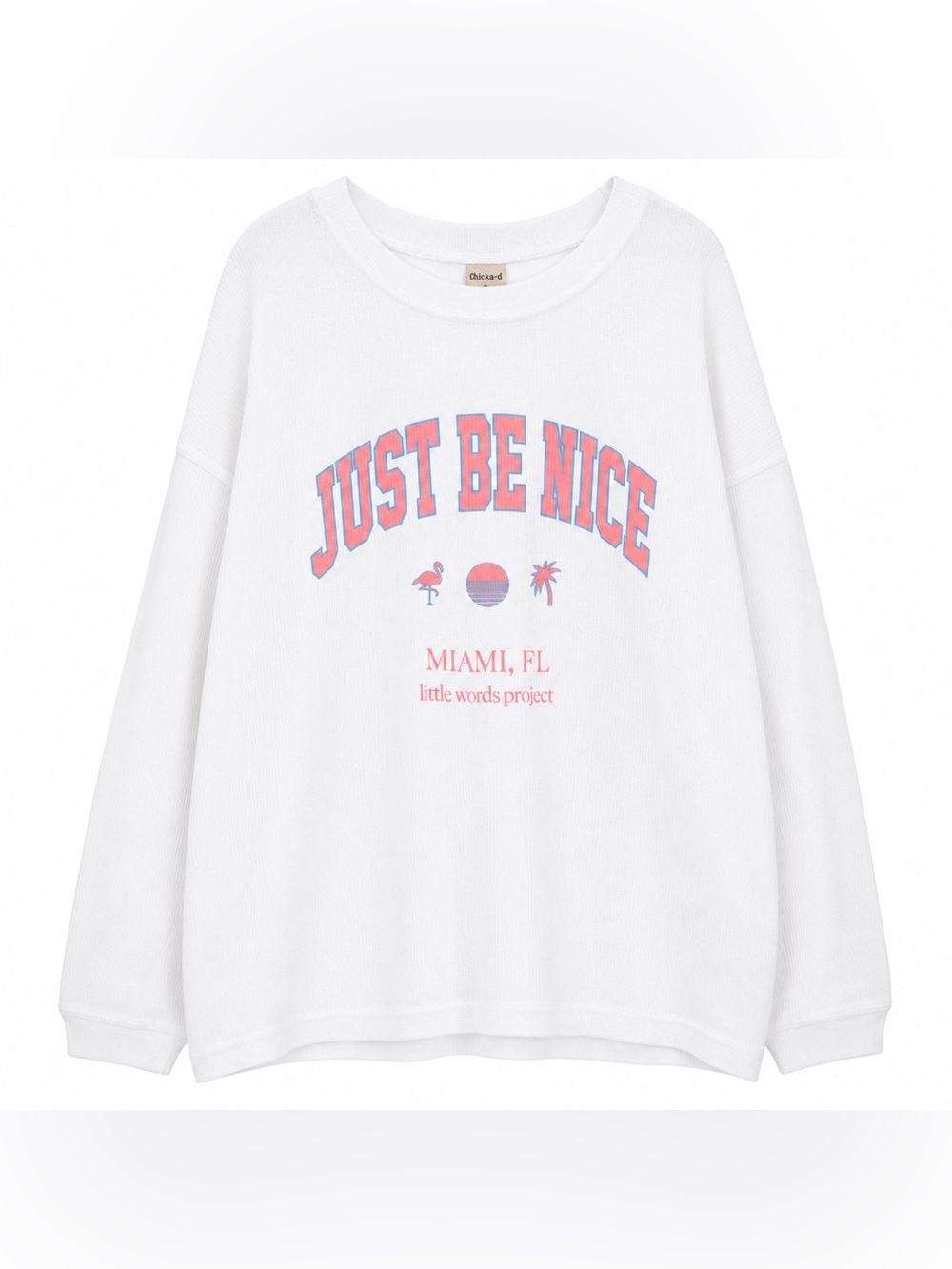 LITTLE WORDS PROJECT Lavender “Just Be Nice” Miami Sweatshirt